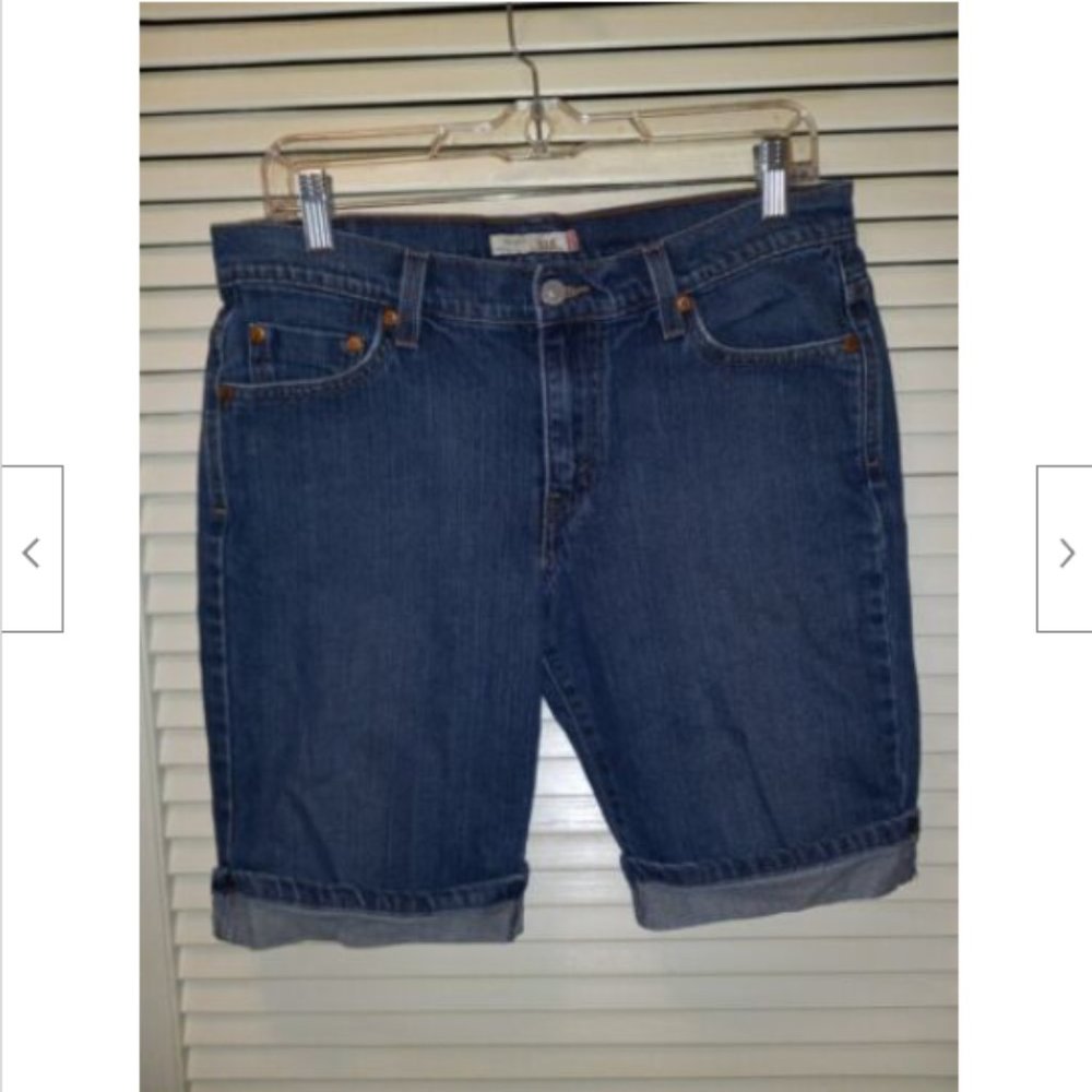 Levi's Womens 515 Bermuda Shorts Blue Cuffed Stretch Red Tab Mid Rise Size 10